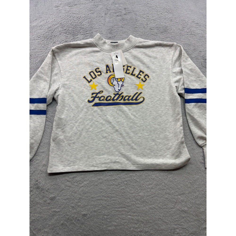NFL Los Angeles Rams CSA Mock‎ Neck Sweatshirt Heather Grey Womens Medium New
